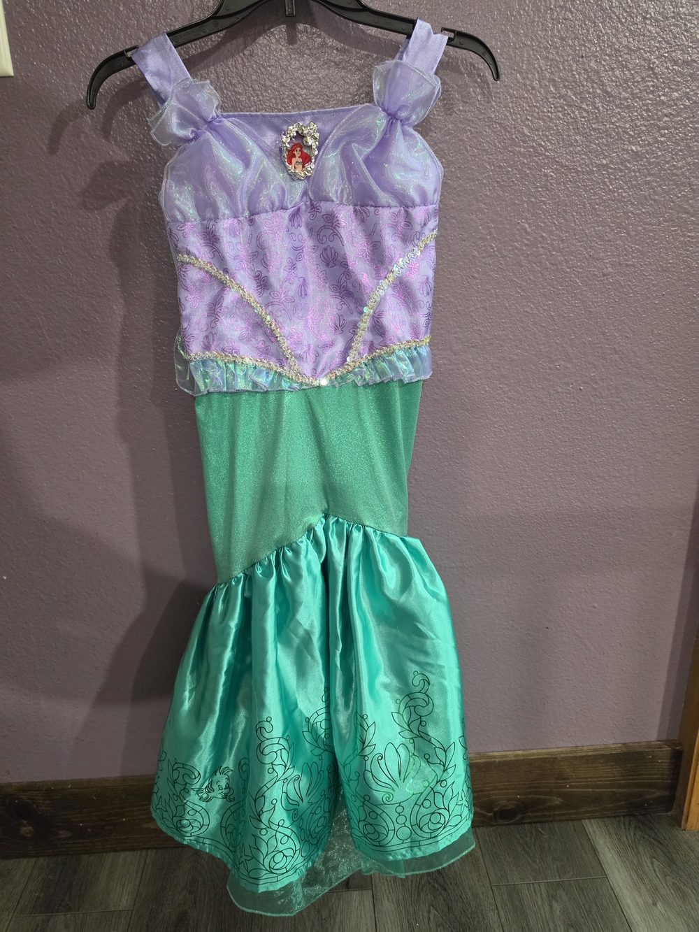 Girls Purple & Teal Mermaid Costume with Ariel Medallion